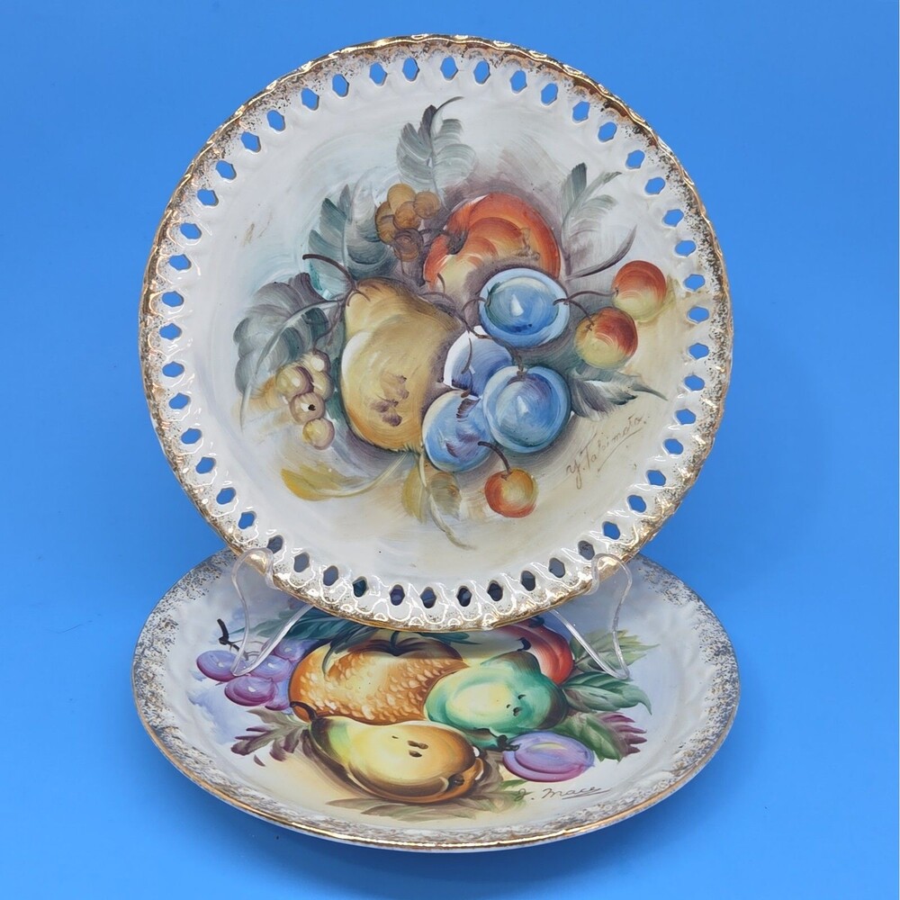 Ucagco Set Of 2 Fruit Themed Ceramic 8 1/4" Plates VGC